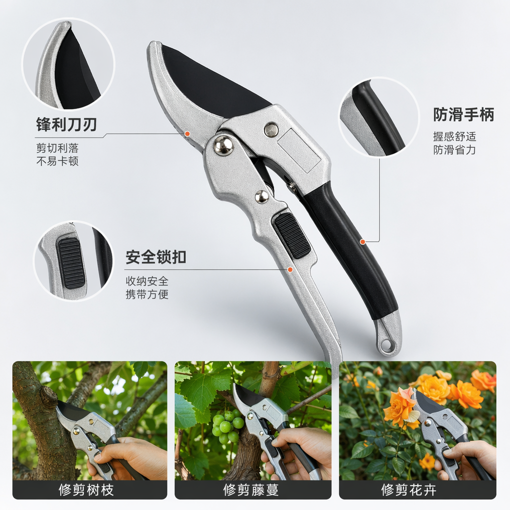 Silver stainless steel scissors, multi-functional for home fabric cutting and paper-cutting, sharp and effortless full image