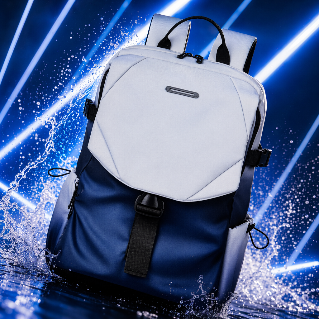 This blue and white gradient, simple and fashionable backpack is lightweight and has a large capacity for students' commuting and leisure Specification image