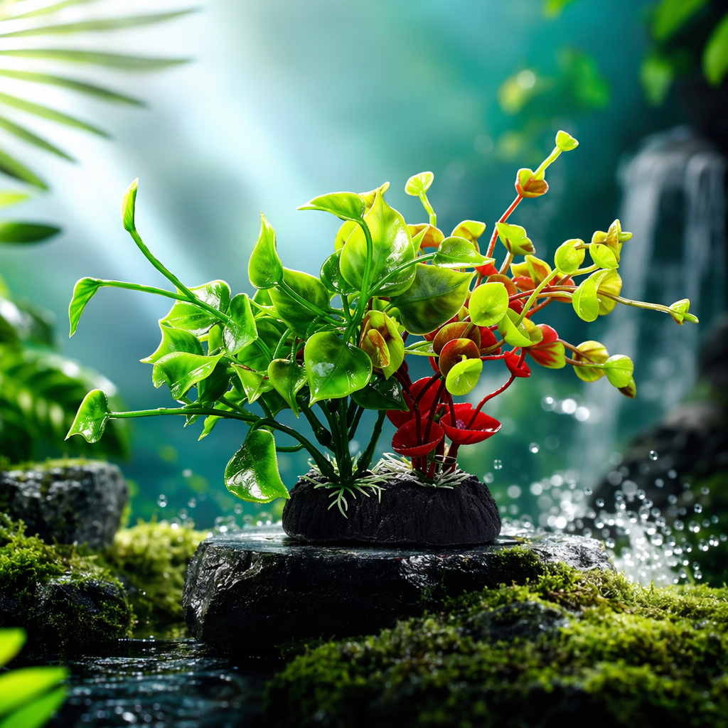 Green and red artificial aquatic plant decorative items for home aquarium aquarium landscaping supplies Specification image