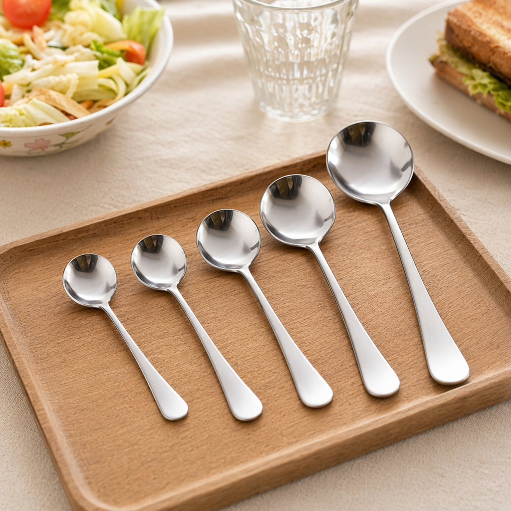 Stainless steel table spoon with thickened, durable and anti-slip handle for household use, single piece details Picture