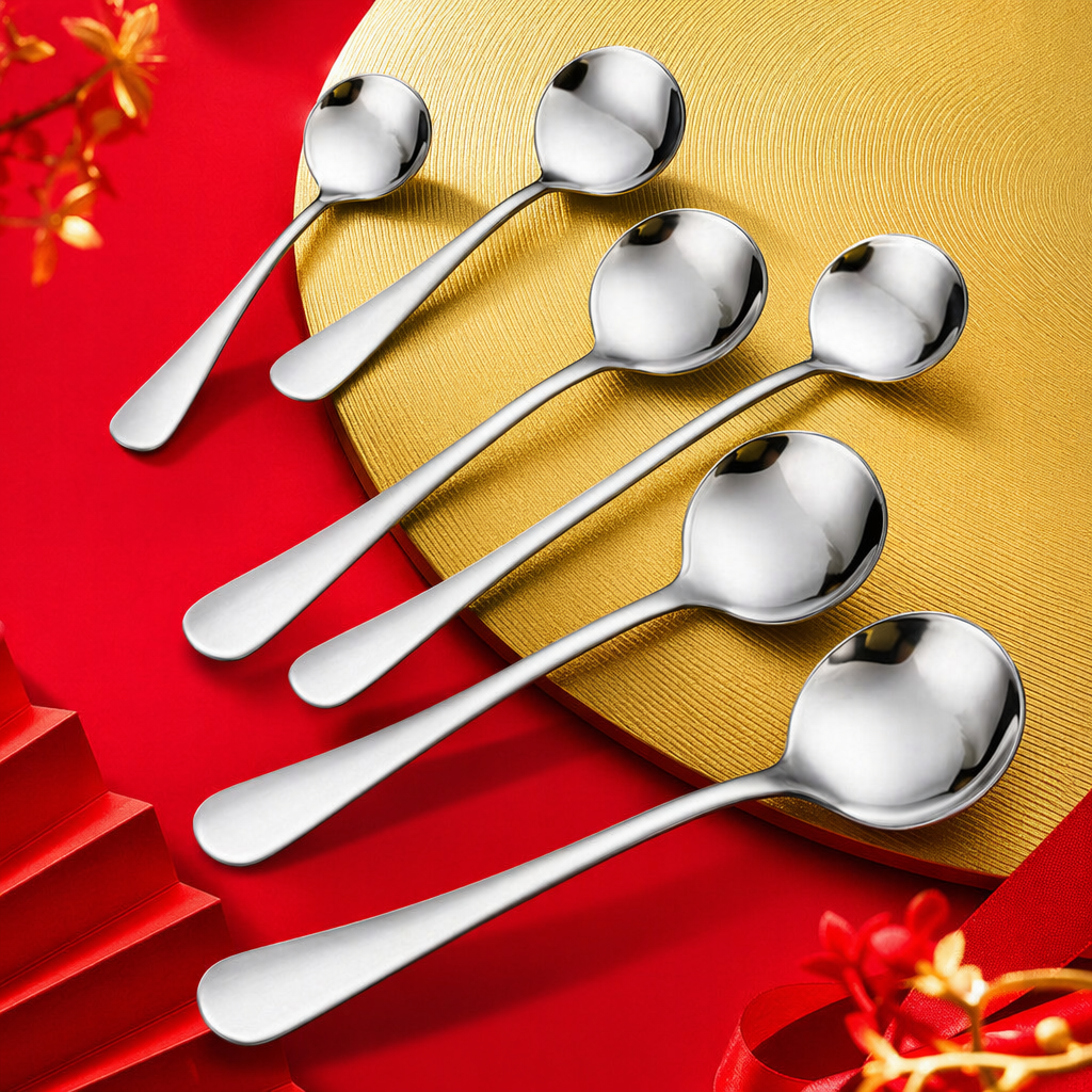 Stainless steel table spoon with thickened, durable and anti-slip handle for household use, single piece Specification image