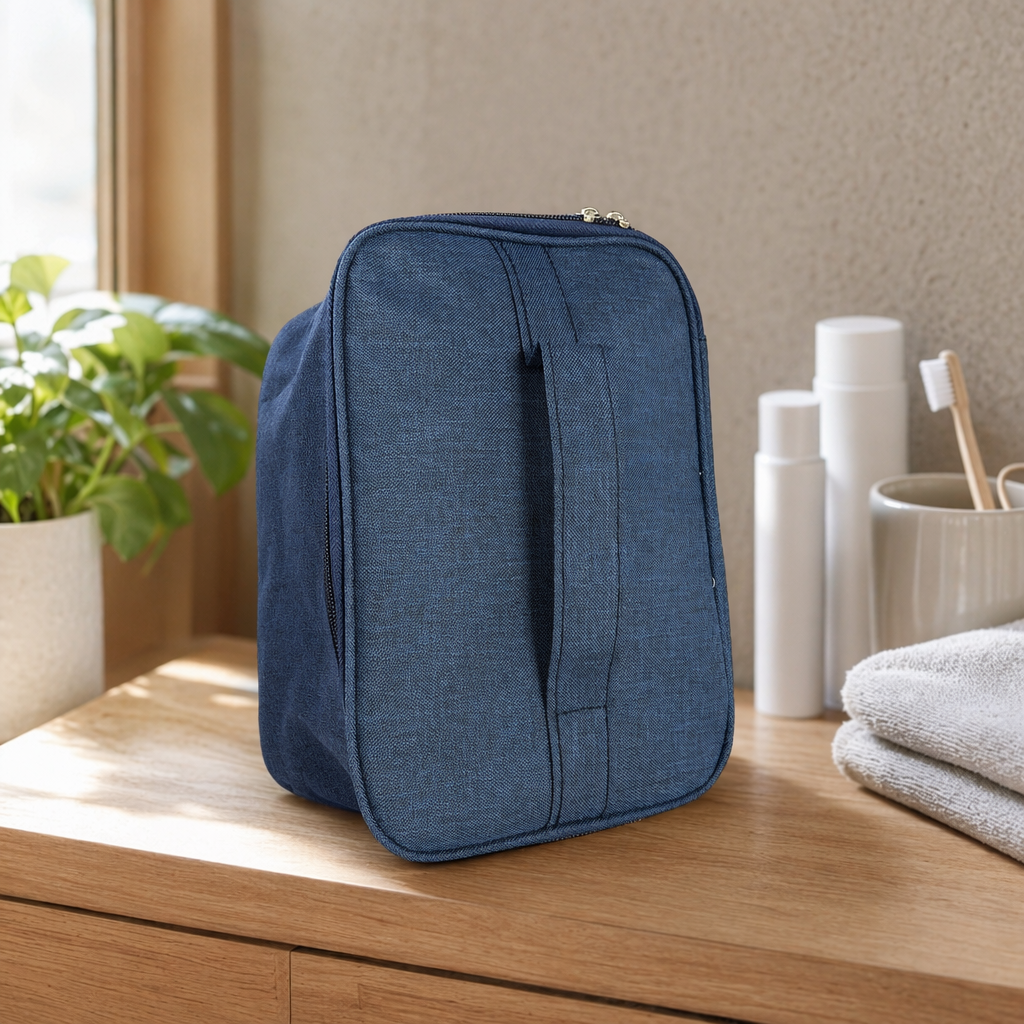 The blue handbag is a simple and fashionable commuting single-shoulder bag for women, with a large capacity and a lightweight tote bag details Picture