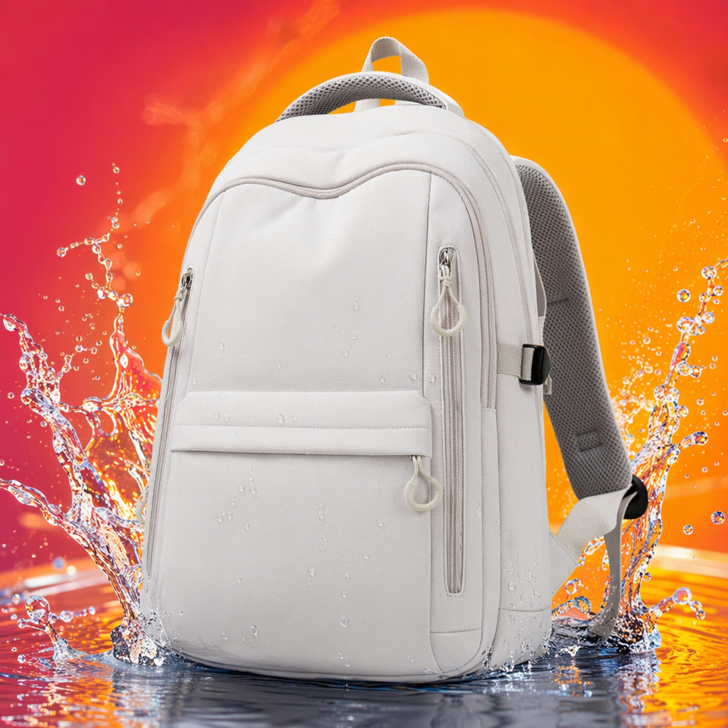 The light grey backpack is a lightweight and large-capacity student commuting and leisure backpack Specification image