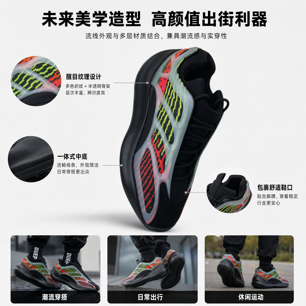 Black lightweight and breathable sports shoes for both men and women, casual running shoes