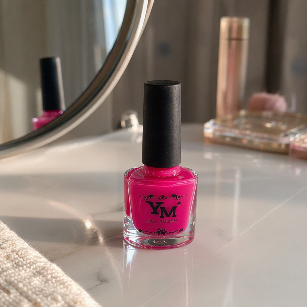 Pink nail polish bottle with a matte texture and simple design, 10ml home nail care tool details Picture