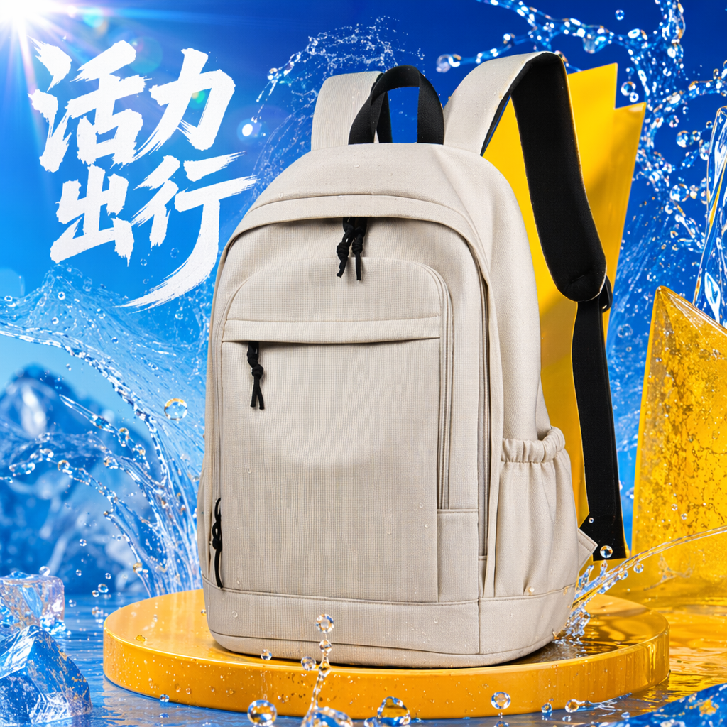 This white backpack is simple and versatile. It's a lightweight, large-capacity, fashionable and casual backpack for students' commuting Specification image