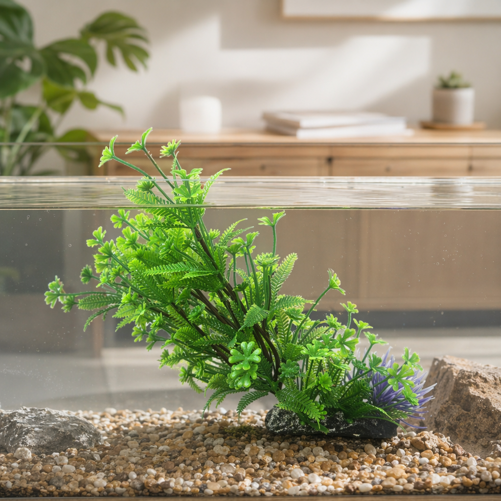 Green artificial aquatic plant decorative items for home fish tank landscaping details Picture