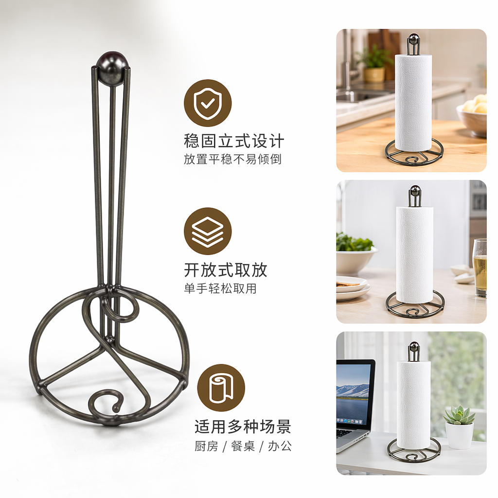 The metal spiral base phone stand is stable and adjustable for desktop office use