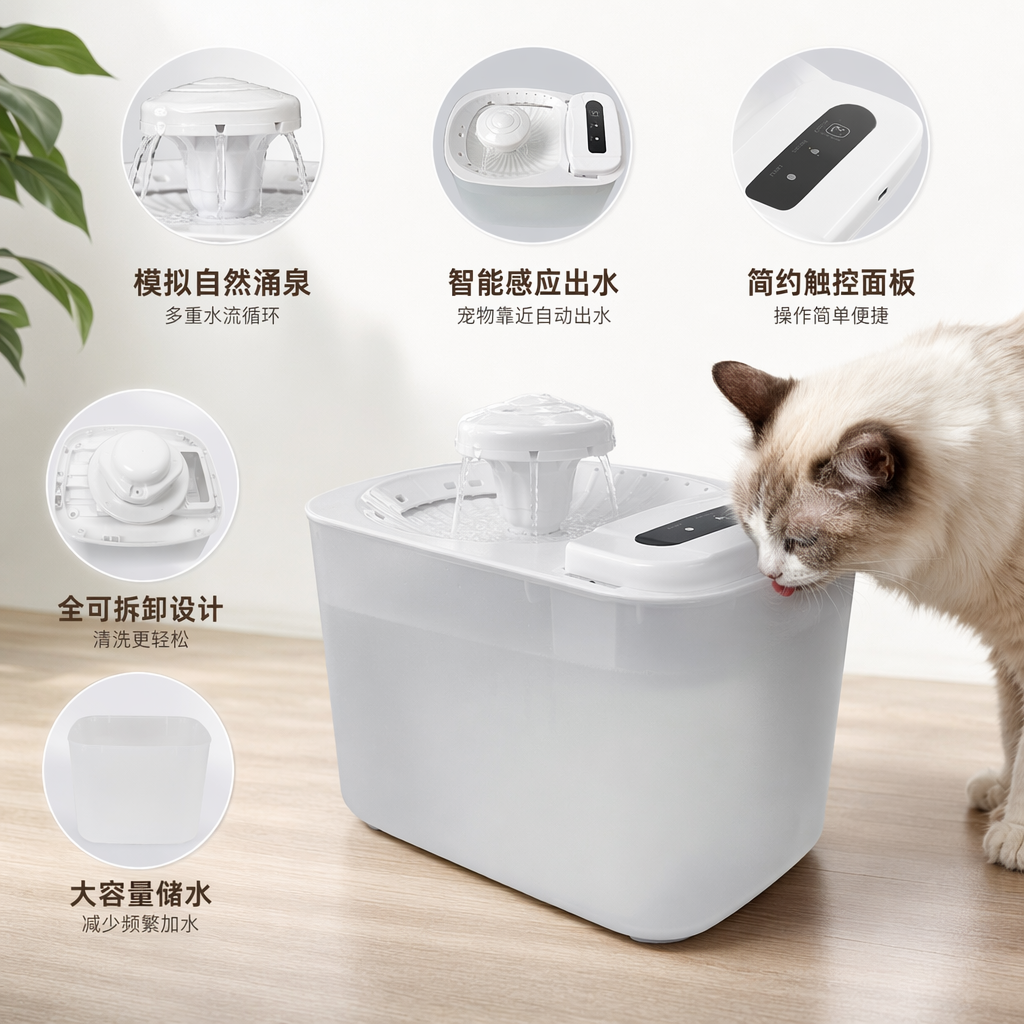白色宠物饮水机静音循环自动恒压猫狗用