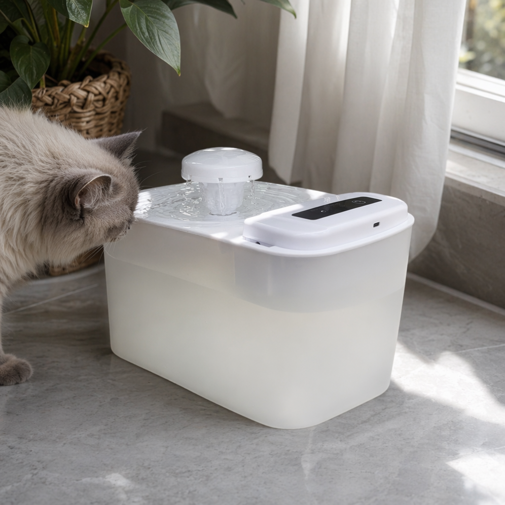 White pet water dispenser with silent circulation and automatic constant pressure for cats and dogs details Picture