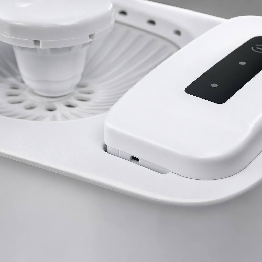 White pet water dispenser with silent circulation and automatic constant pressure for cats and dogs Application Scenario