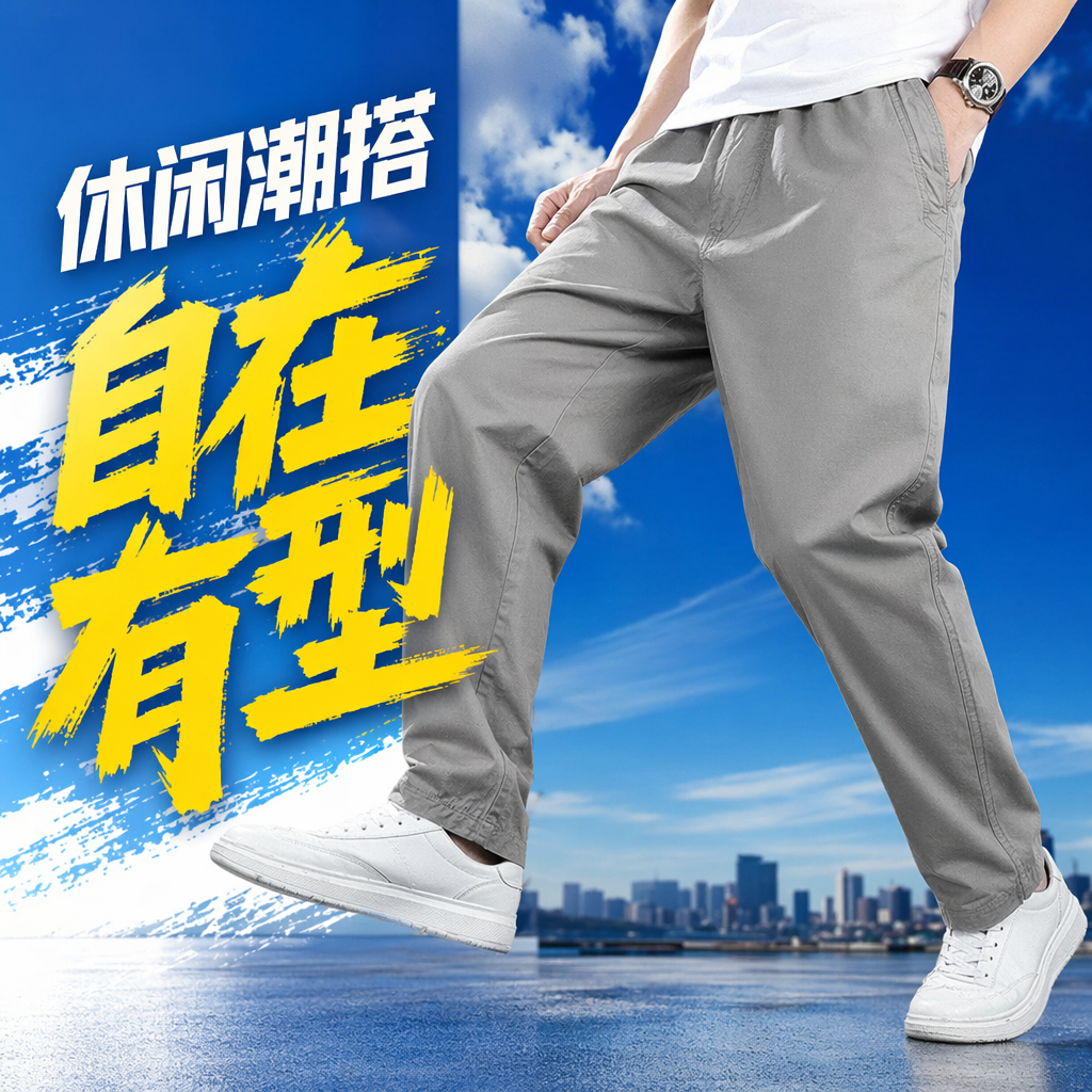 灰色休闲裤细节图