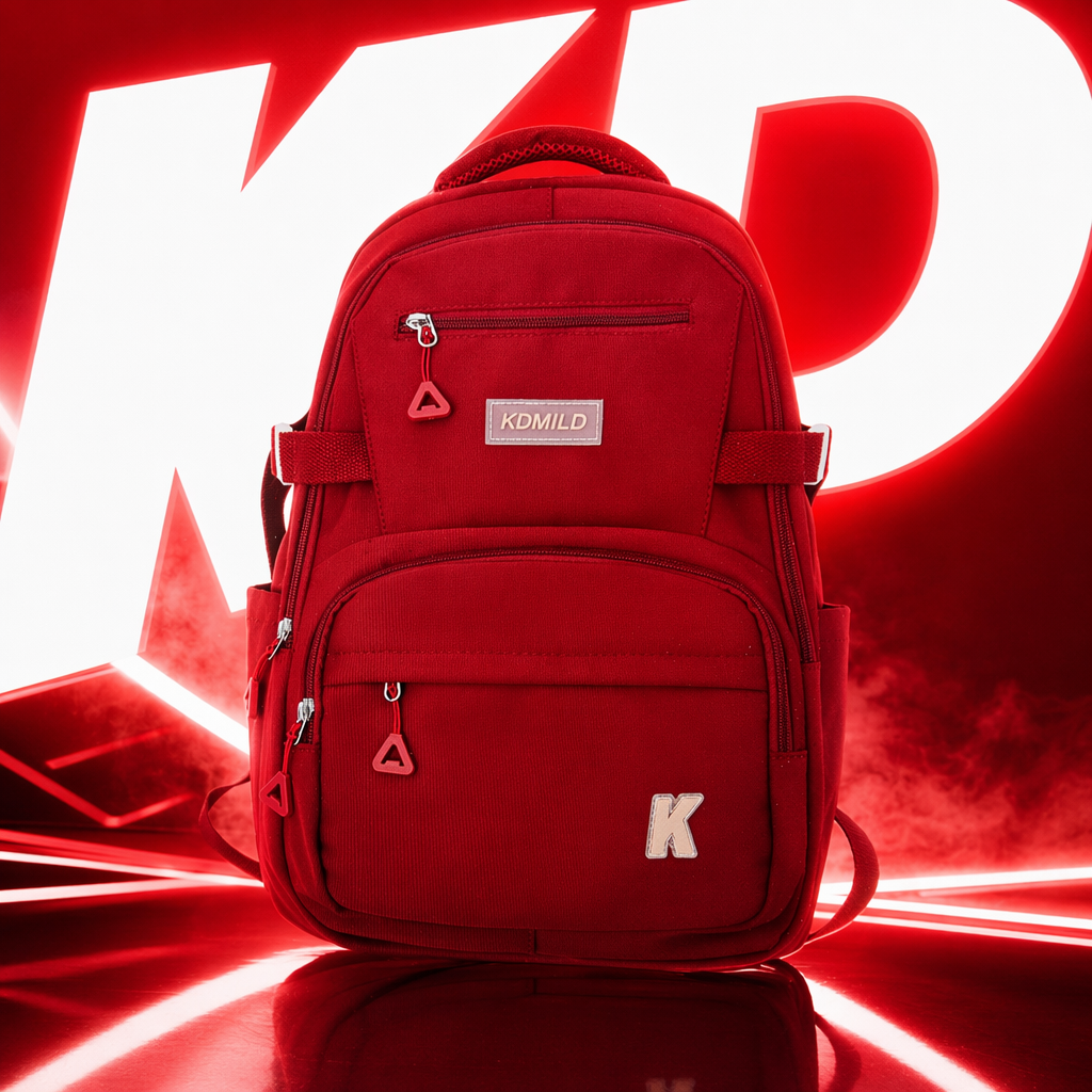 The red backpack is a lightweight and large-capacity student commuting travel backpack Specification image