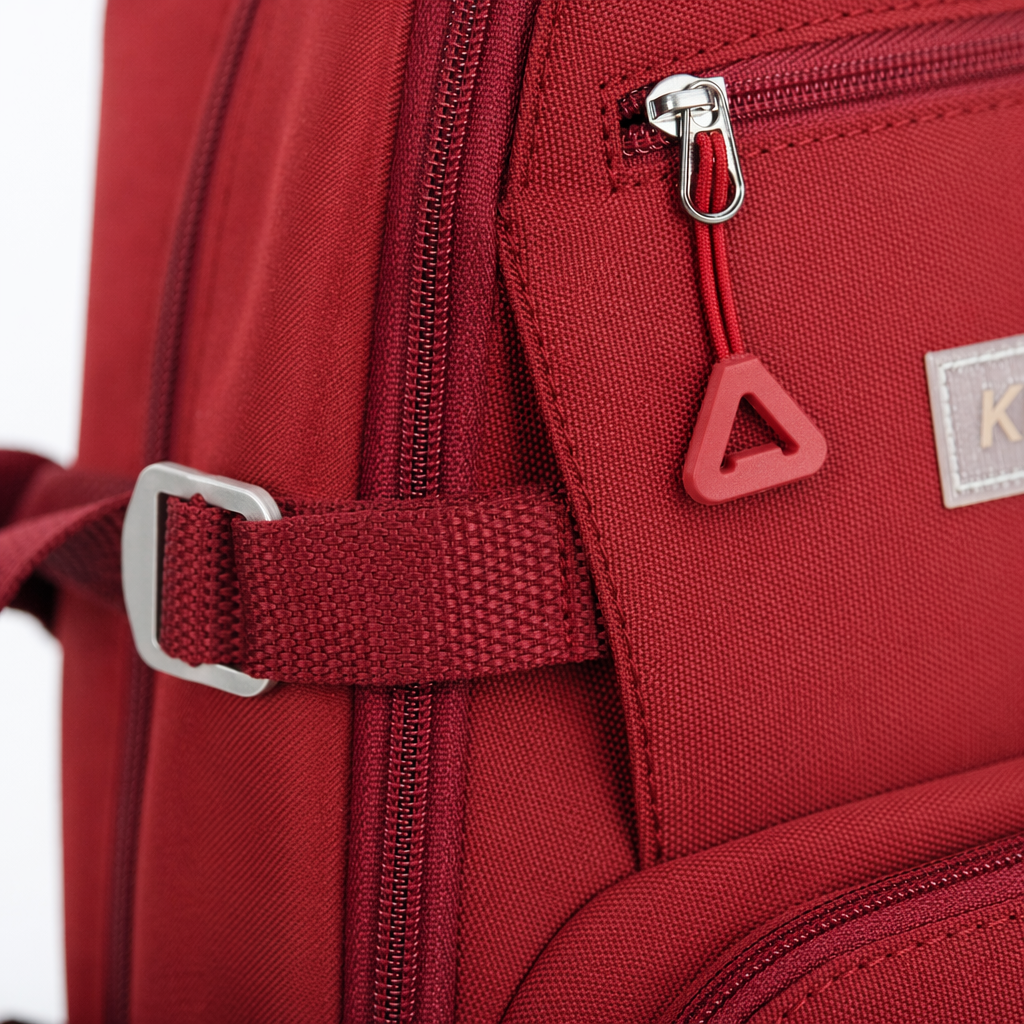 The red backpack is a lightweight and large-capacity student commuting travel backpack Application Scenario