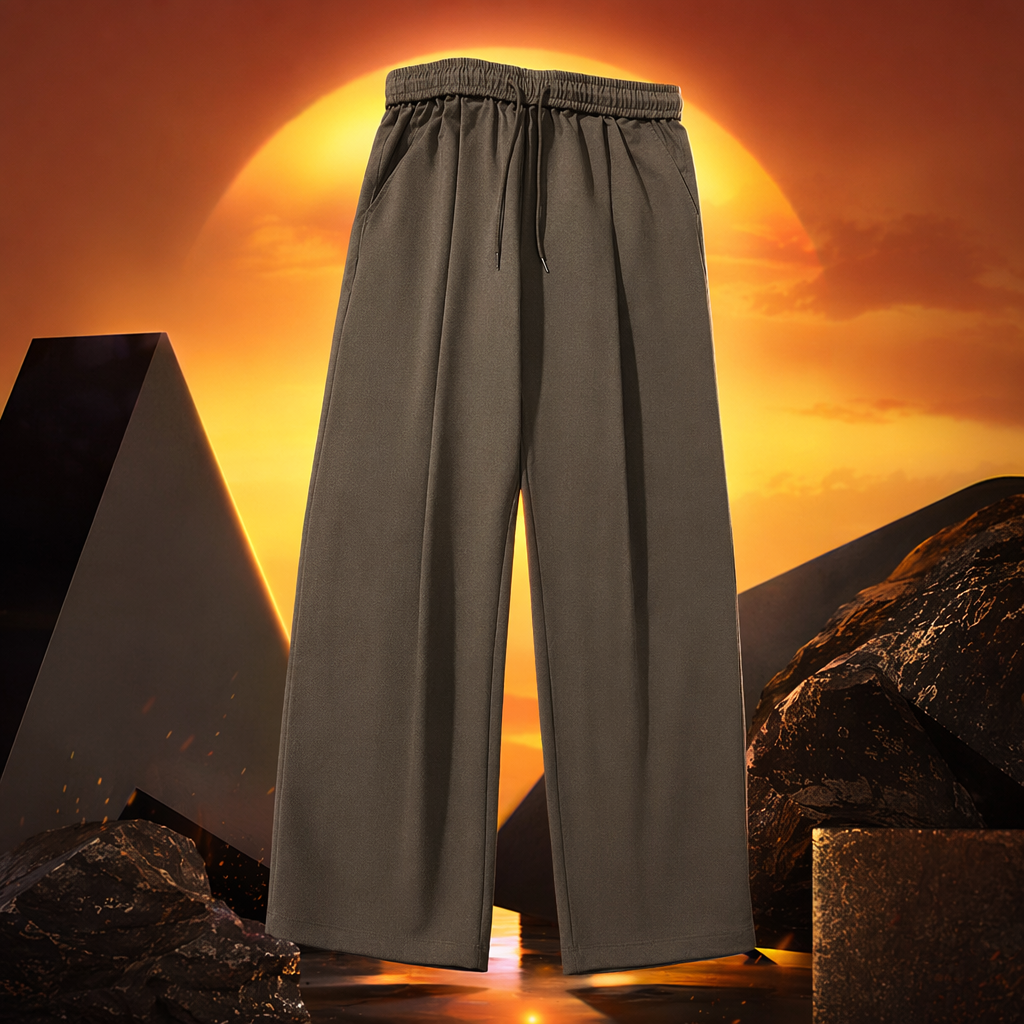 Brown drawstring casual pants for both men and women, loose and slimming sporty tight-fitting trousers Specification image