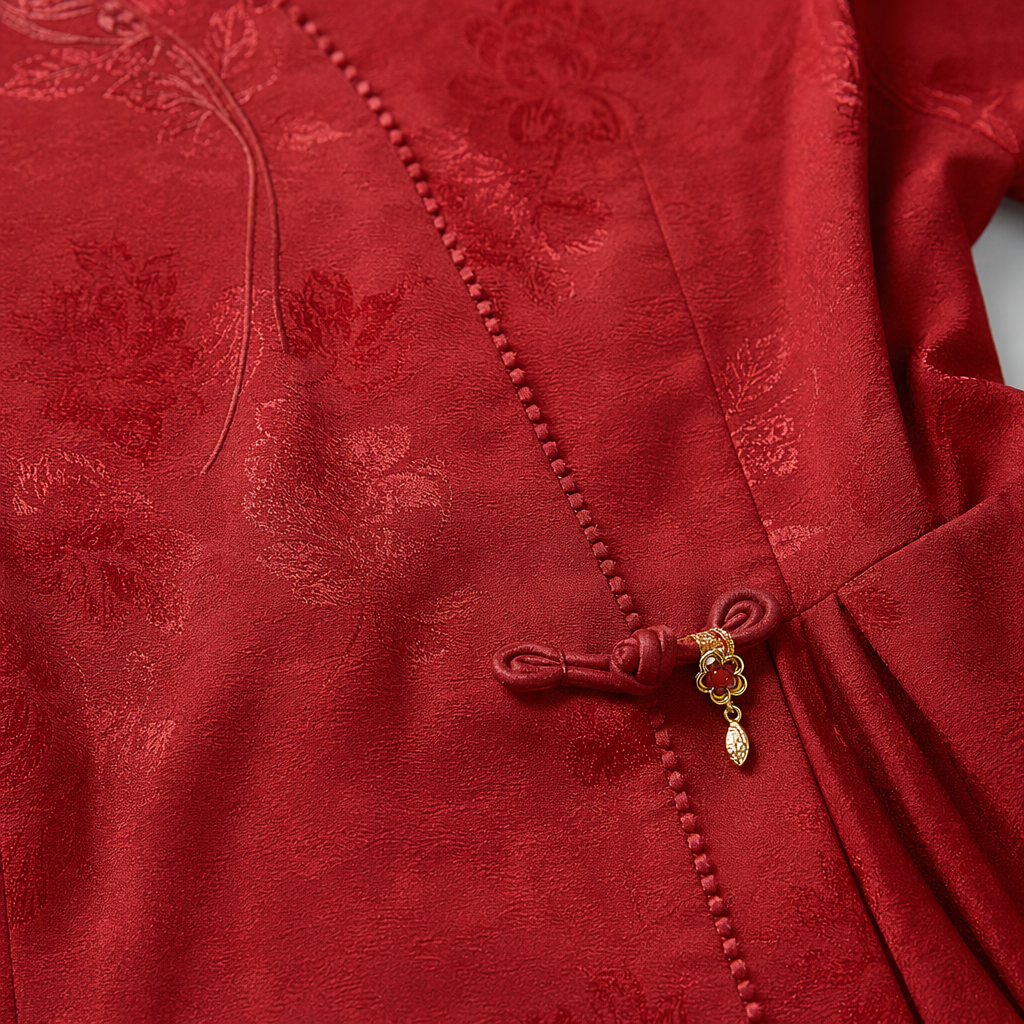 Elegant and quiet red Chinese-style top for women, slimming and fashionable Chinese-style top for women Application Scenario
