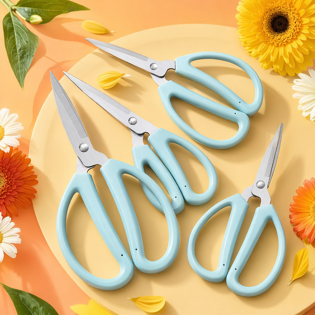 Light blue handle household scissors, stainless steel sharp cutting, multi-functional Specification image