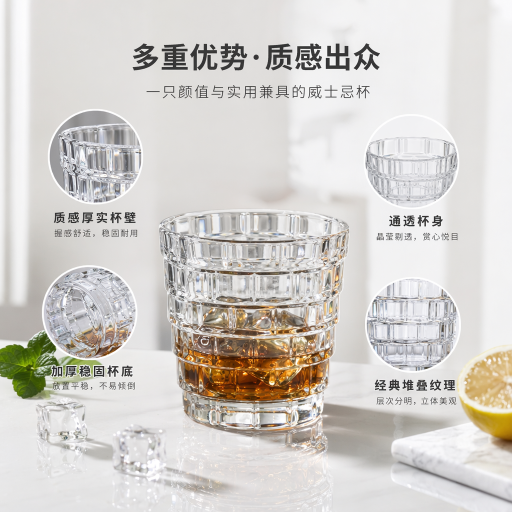 Transparent glass cup, high borosilicate heat-resistant household simple water cup, lead-free eco-friendly tea cup