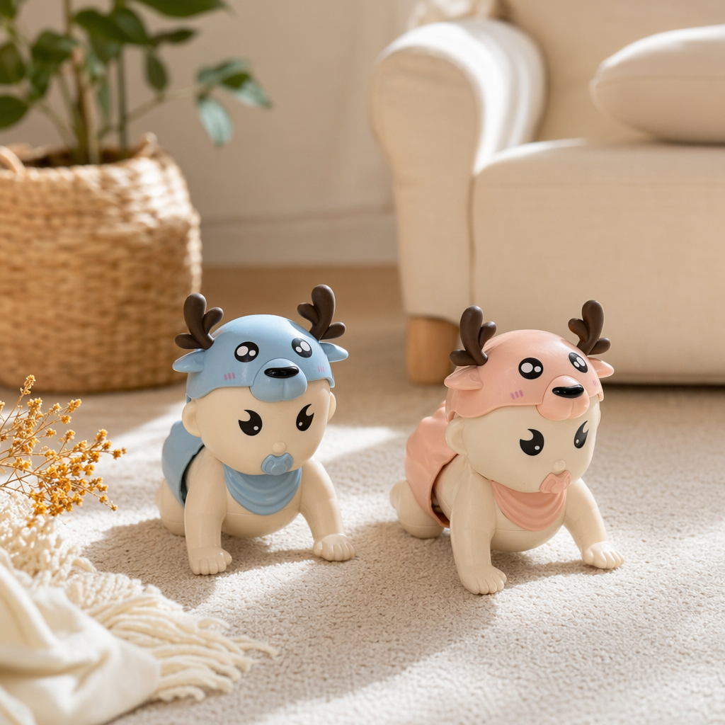 Pink and blue antler baby toy, soothing rattle, early education and intelligence soft rubber details Picture