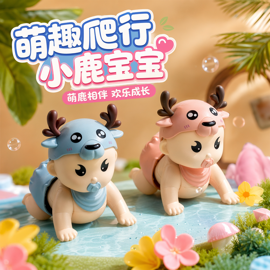 Pink and blue antler baby toy, soothing rattle, early education and intelligence soft rubber Specification image