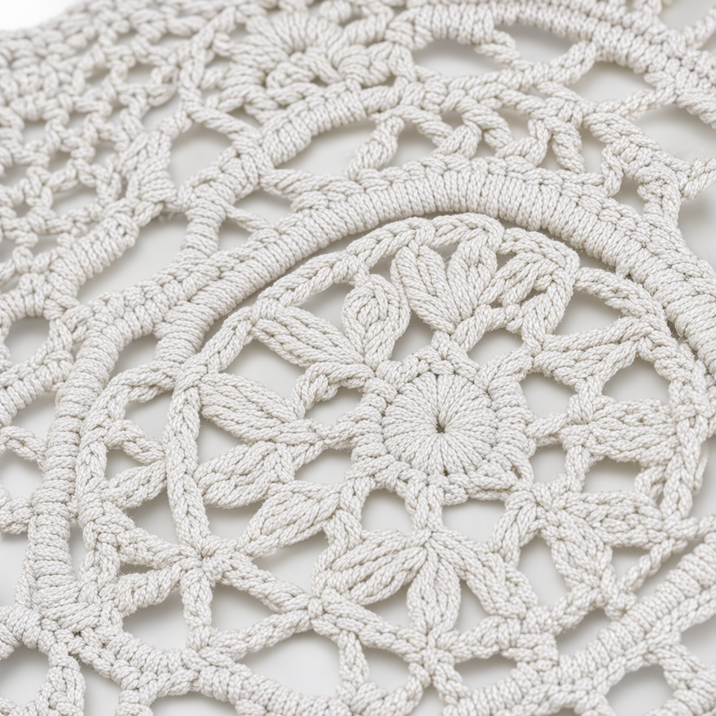 White handcrafted crochet table mat, home oval-shaped coffee table mat, Nordic style Application Scenario