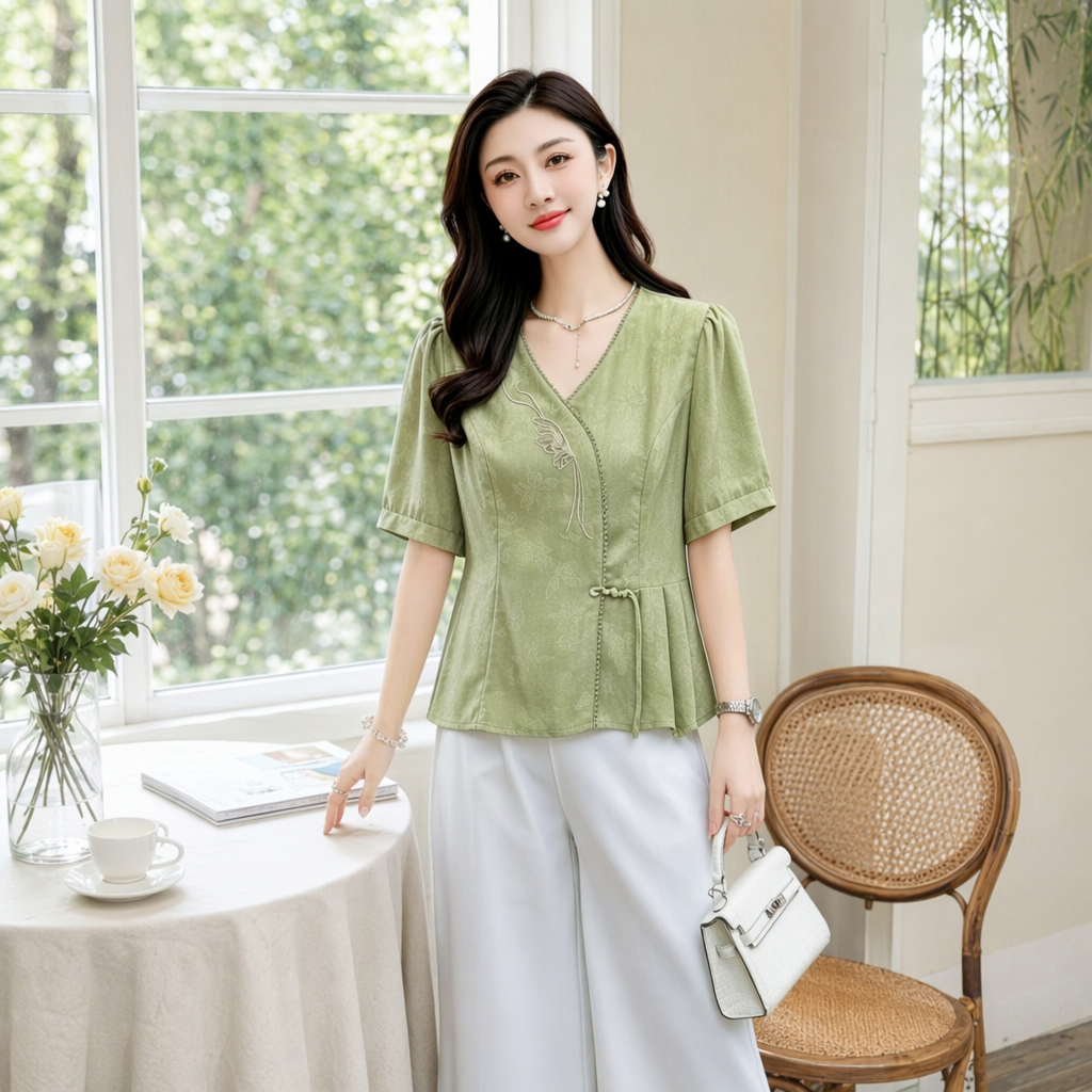 A new elegant green top for summer fashion details Picture