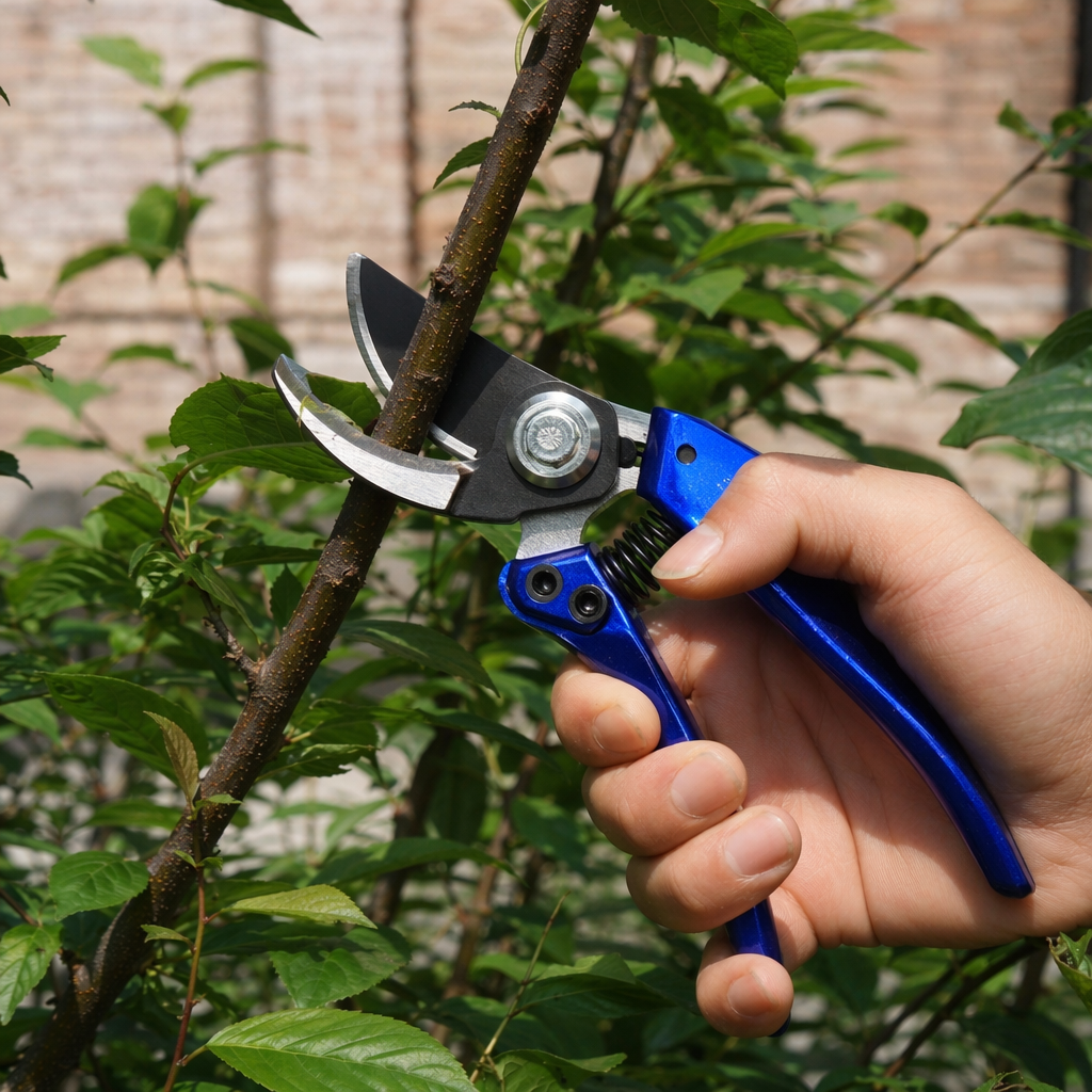 Blue handle garden pruning scissors, stainless steel sharp, household garden scissors details Picture