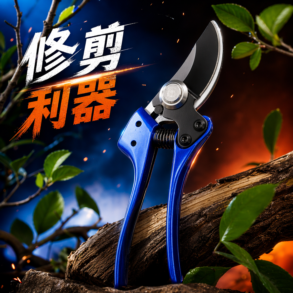 Blue handle garden pruning scissors, stainless steel sharp, household garden scissors Specification image