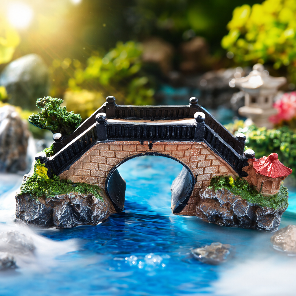 Colorful bridge-shaped fish tank decorative items, simulated water plant landscaping ornaments, Aquarium accessories Specification image