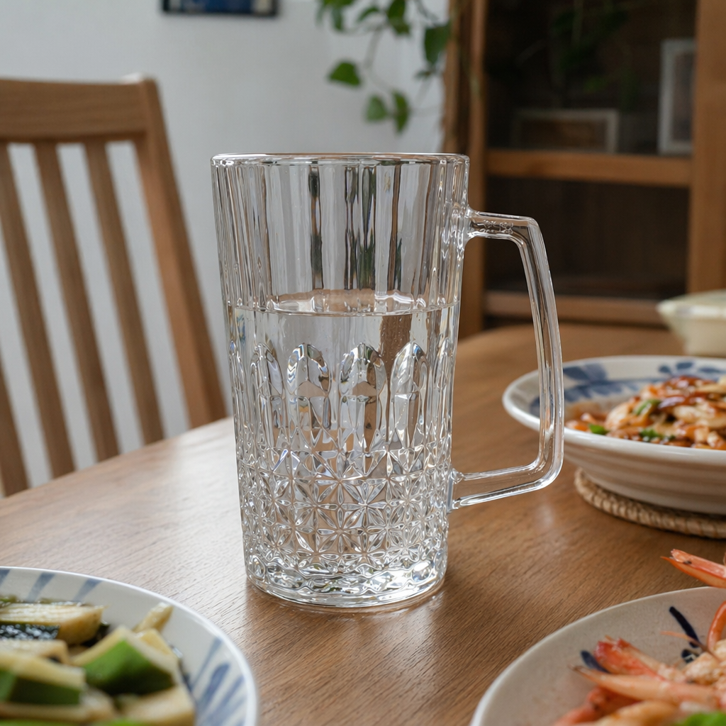 Transparent glass cup, high borosilicate heat-resistant household simple water cup, lead-free, environmentally friendly, double-layer heat insulation details Picture