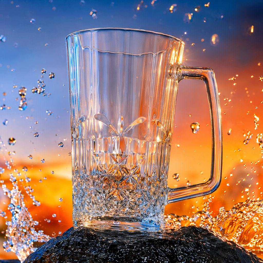 Transparent glass cup, high borosilicate heat-resistant household simple water cup, lead-free, environmentally friendly, double-layer heat insulation Specification image