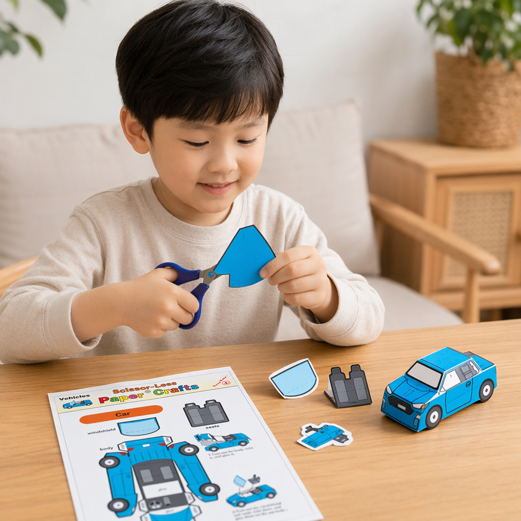 蓝色纸板汽车模型产品图