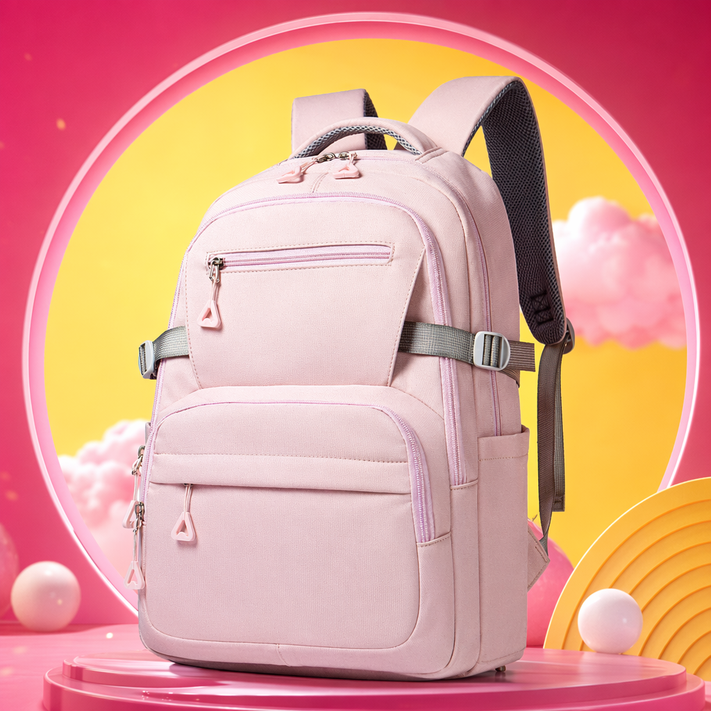 This pink backpack is a fashionable, versatile, lightweight and large-capacity student commuting and casual backpack for women Specification image