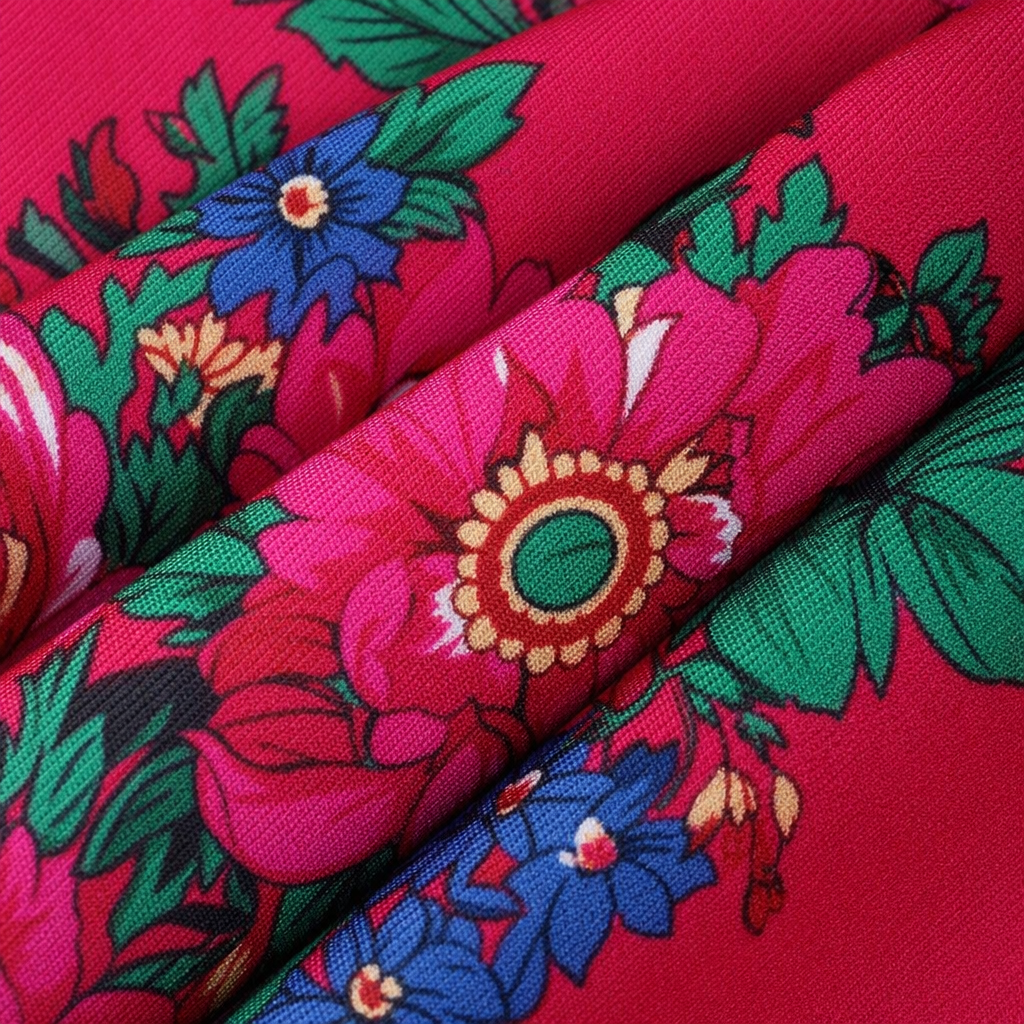 Red floral pattern silk square scarf, fashionable printed small square scarf, light and breathable Application Scenario