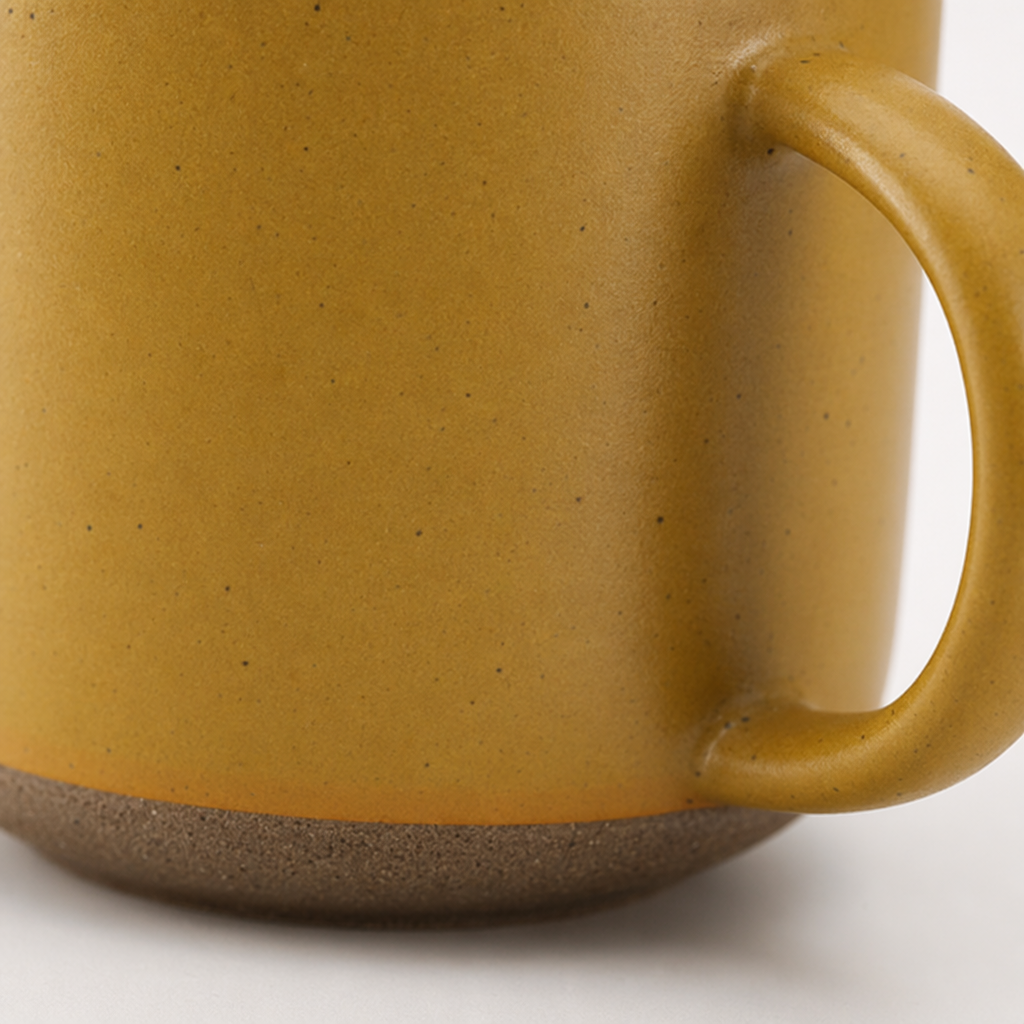 Yellow ceramic cup, simple household water cup, heat-resistant underglaze colored mug, 350ml Application Scenario