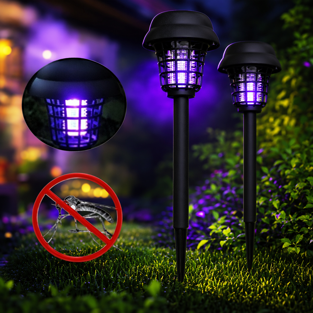 Black mosquito-killing lamp post, outdoor courtyard mosquito repellent lamp, solar-powered charging mosquito repellent Specification image