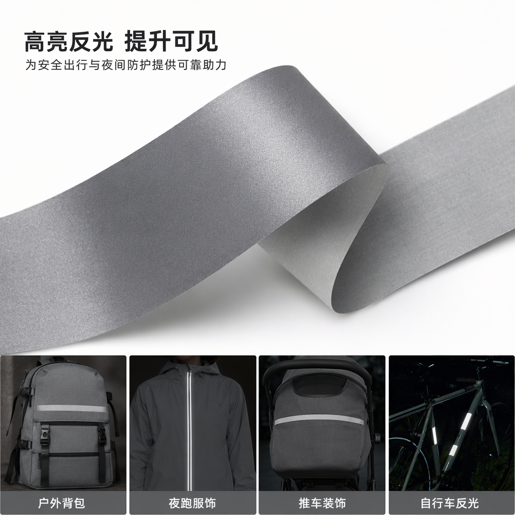 Grey reflective tape luminous safety warning strip, specially designed for outdoor sports and cycling