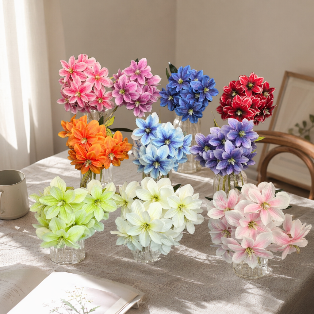 Colorful artificial flower bouquets, simulated fresh flowers, living room decorative items, wedding decorations details Picture