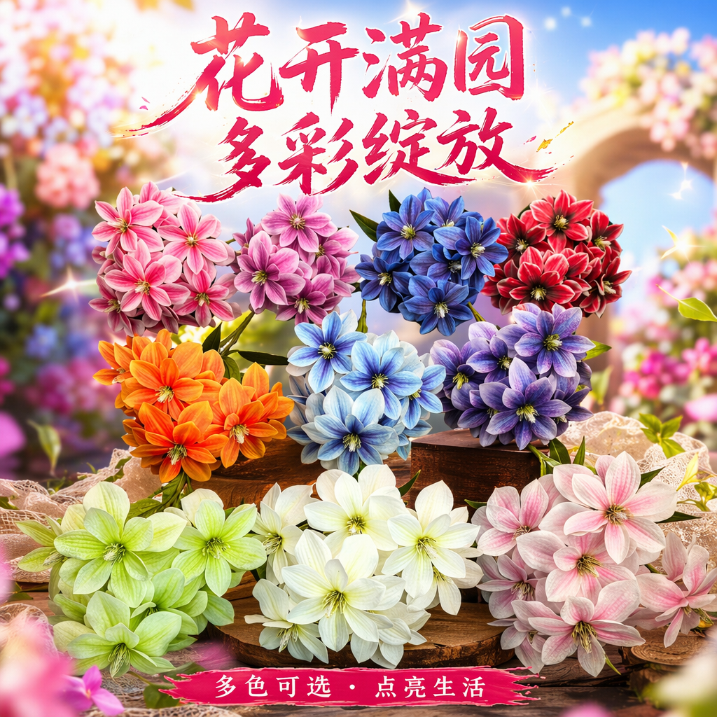 Colorful artificial flower bouquets, simulated fresh flowers, living room decorative items, wedding decorations Specification image