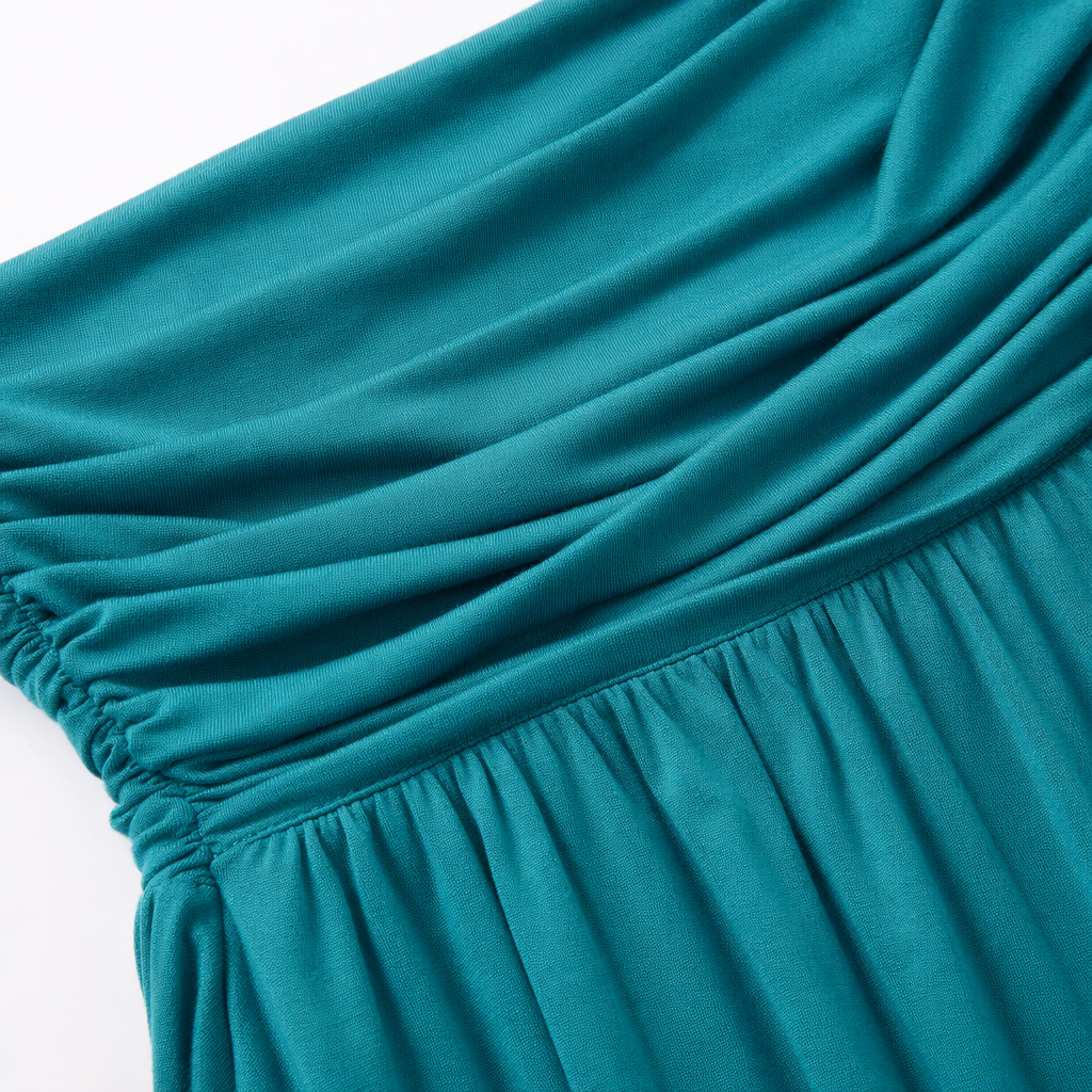 Blue off-the-shoulder long dress for women's summer, a new slimming and form-fitting dress Application Scenario