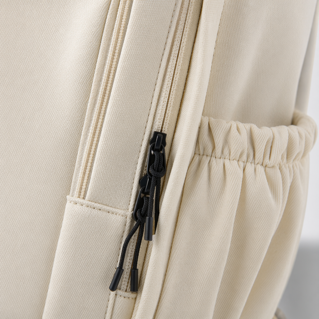 Beige cowhide texture backpack, wear-resistant and waterproof, commuter student travel backpack Application Scenario