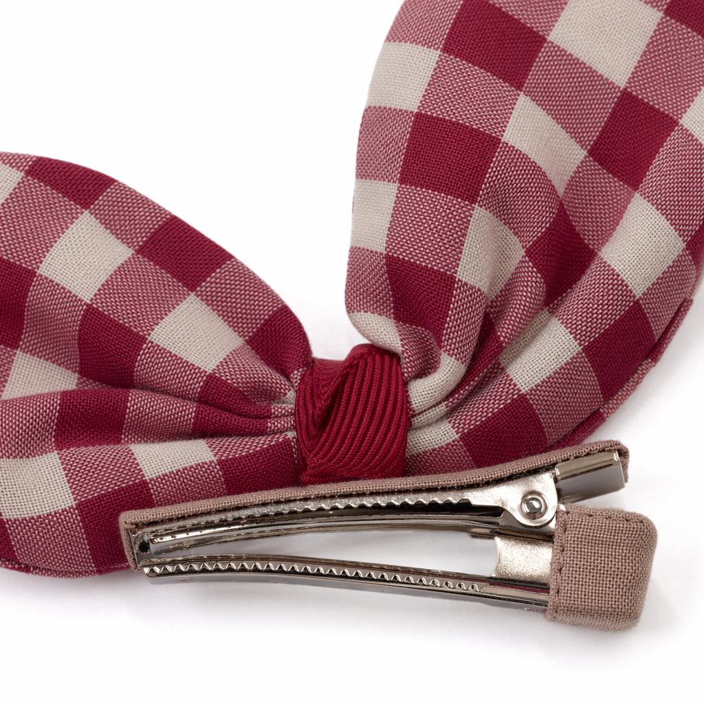 A sweet and girlish headwear with colorful checkered and polka dot bow hairpins Application Scenario