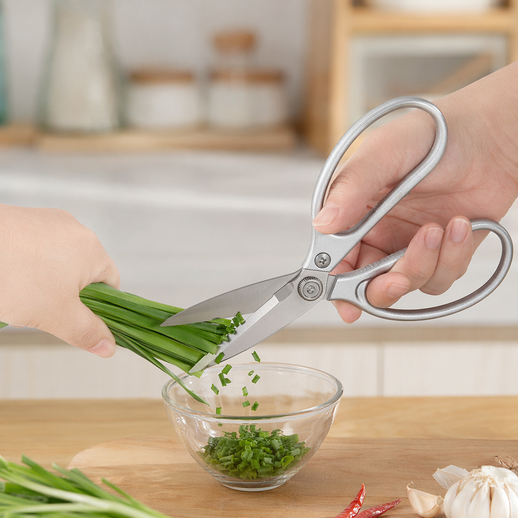 Silver stainless steel scissors, multi-functional for home fabric cutting and paper-cutting, sharp and effortless details Picture