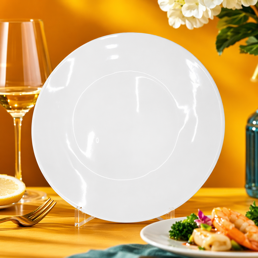 White ceramic plates, simple household dinner plates, round serving plates for dishes Specification image