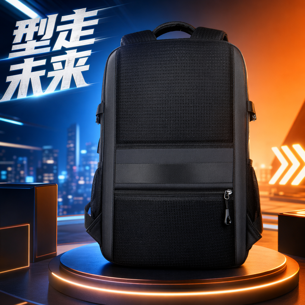 Black simple business casual backpack, suitable for both men and women, lightweight and large-capacity for commuting and travel Specification image