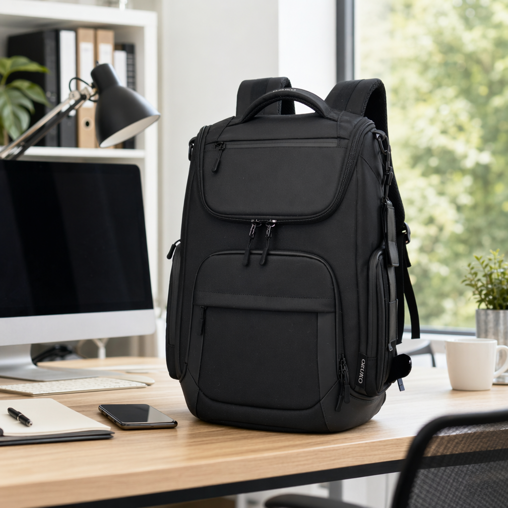 Black backpack, large-capacity, lightweight student commuting travel backpack, unisplinguous details Picture