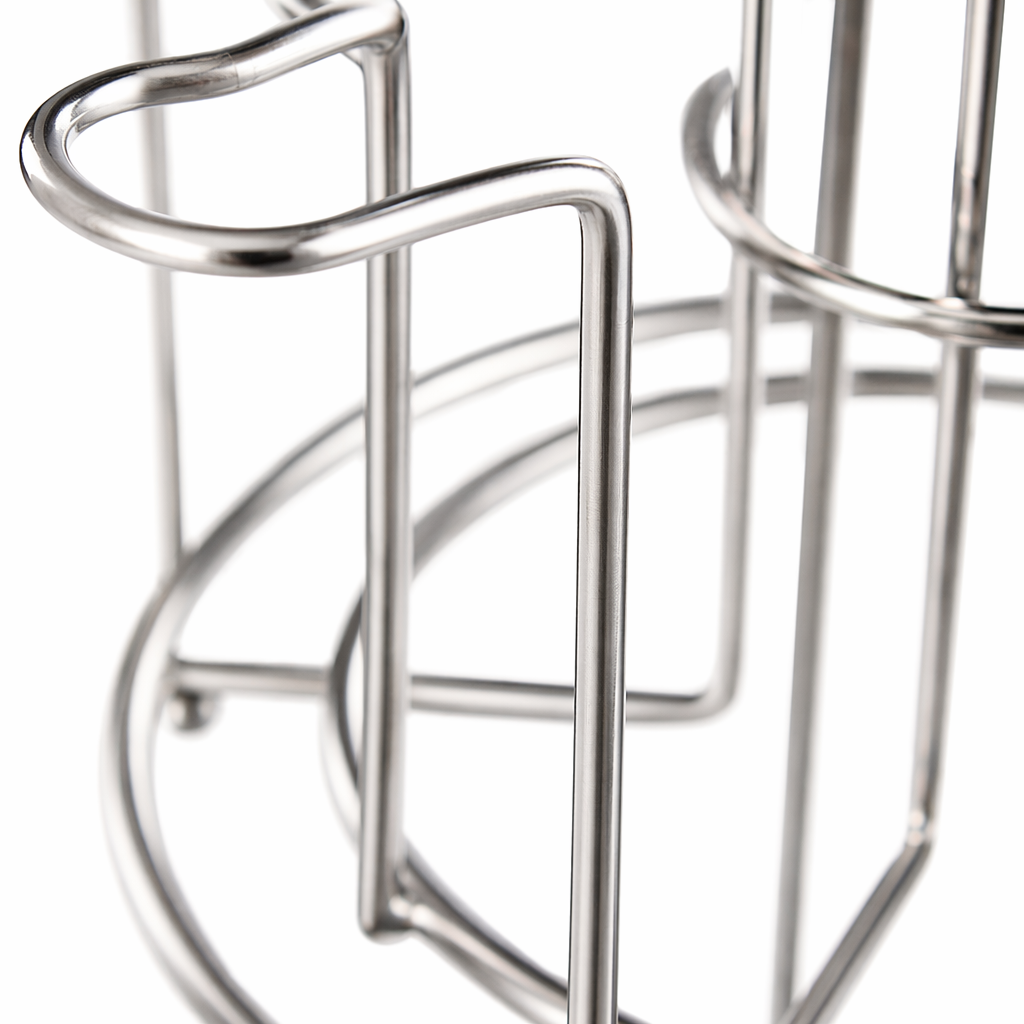 The silver metal cup holder kitchen countertop storage rack features a simple and modern style Application Scenario