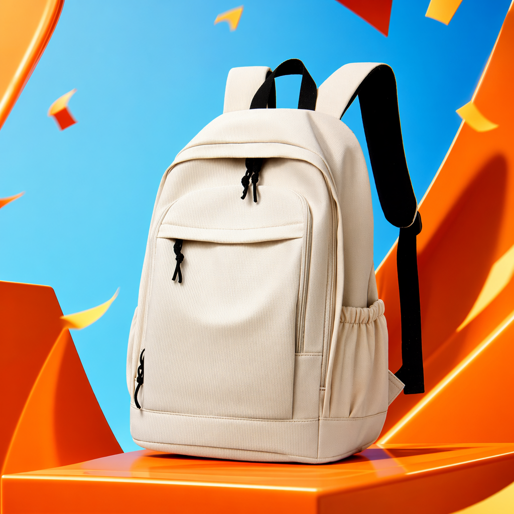 This white backpack is simple, versatile, lightweight and has a large capacity for student commuting and travel Specification image