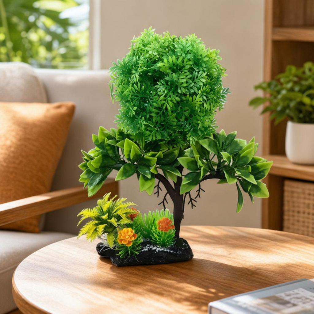 Green artificial trees for indoor decoration, living room, balcony, artificial trees, potted plants and green plant ornaments details Picture