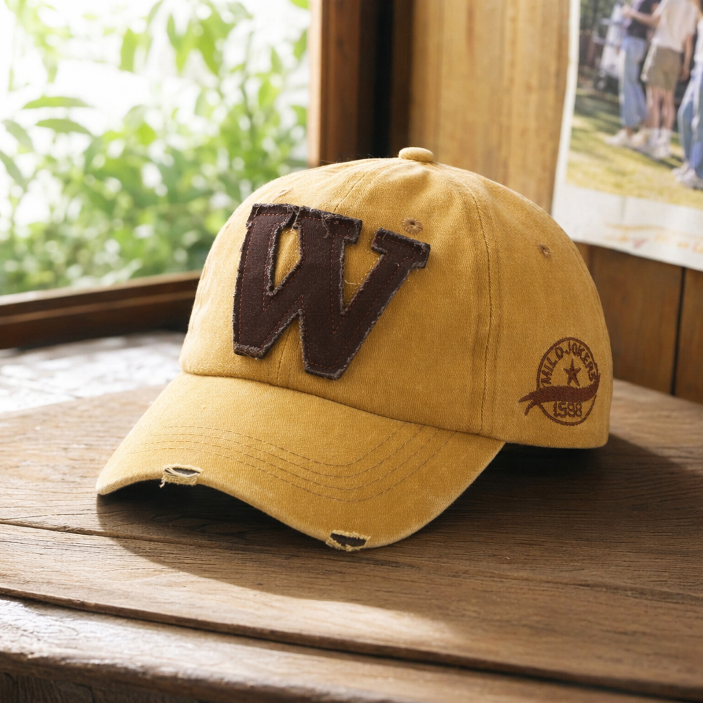 Yellow baseball cap, unisex adjustable soft-top casual sun hat details Picture